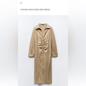 Zara Tan Button-Up Midi Dress